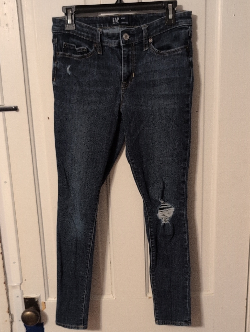 GAP Women's Dark Wash Distressed Skinny Jeans